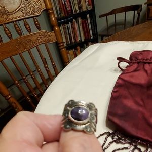 Charoite silver 925 ring 3 piece